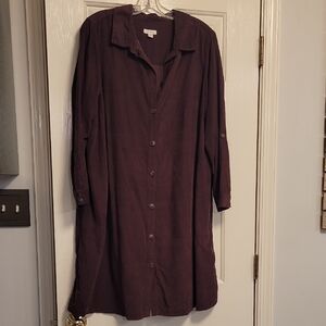 J. Jill Color Is Raisin Long Sleeve Corduroy Dress With Pockets